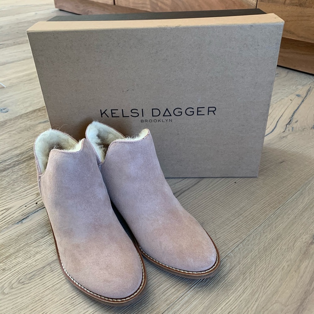 Kelsi Dagger Blush Suede Ankle Booties